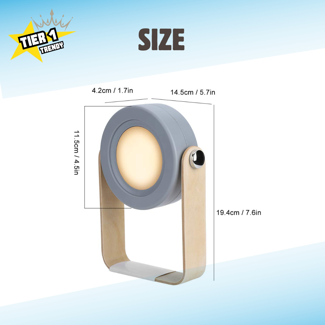 LED Night Light: 360° rotation, touch control, rechargeable battery, portable, USB powered.