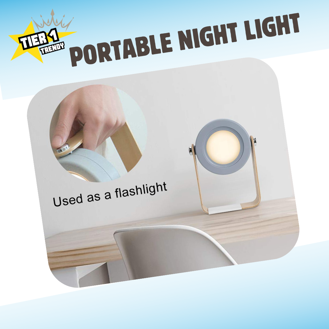 LED Night Light: 360° rotation, touch control, rechargeable battery, portable, USB powered.