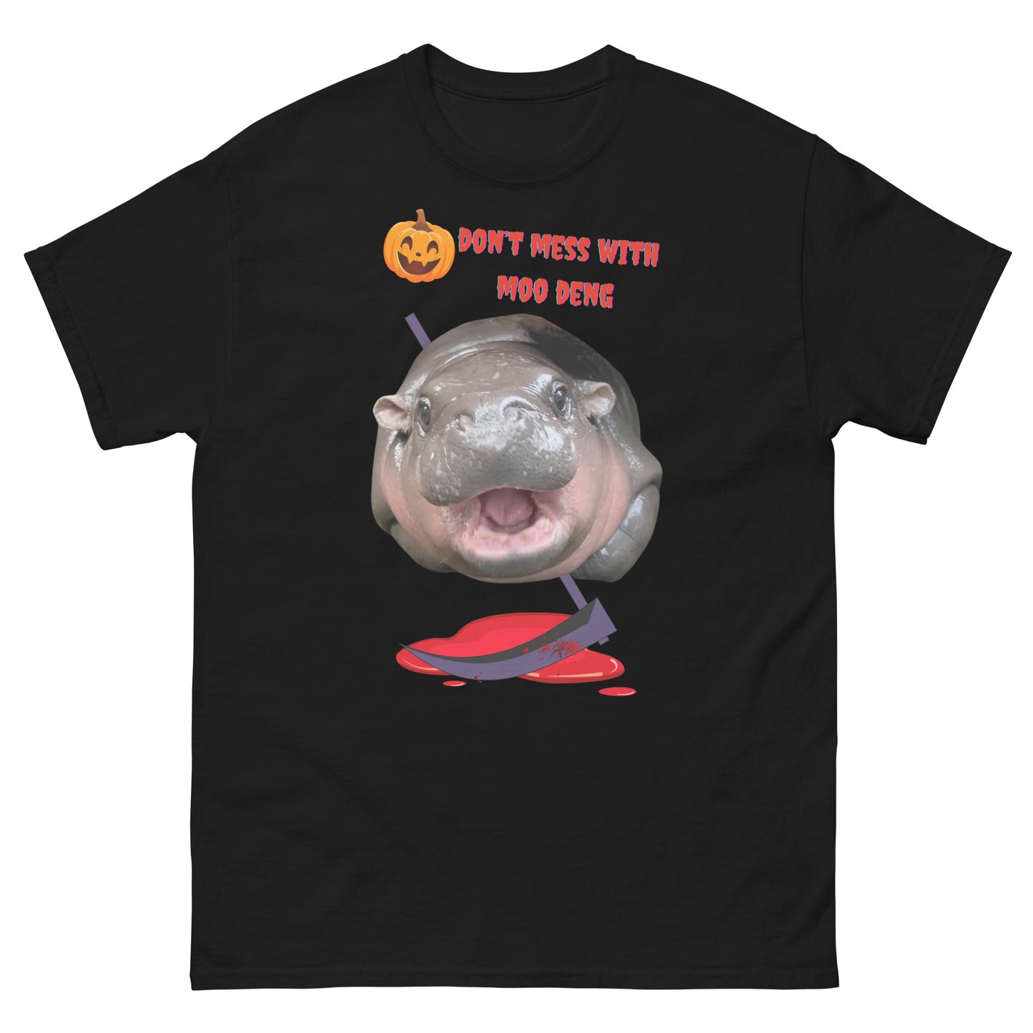 🎃Moo Deng with weapon - Halloween😈 Unisex T-shirt